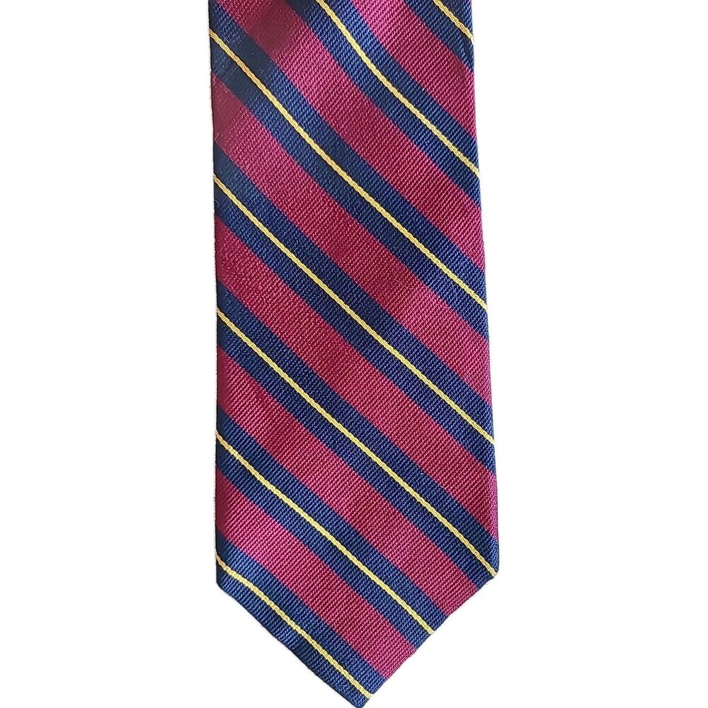 Vtg*Ashford and Brooks London*Repp Tie*Red Blue & Stripes Handmade*Silk.58x3.5
